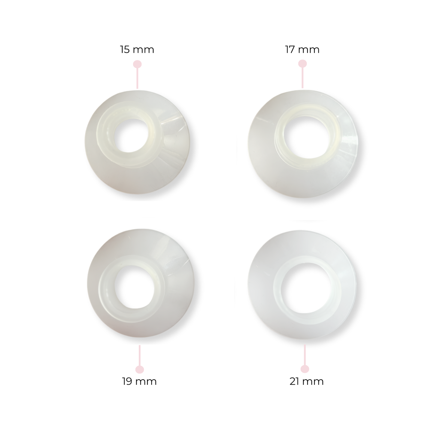 Flange Inserts - Medical Grade Silicone (15mm, 17mm, 19mm, 21mm) for Stacy Wearable Breast Pump | Replacement Parts